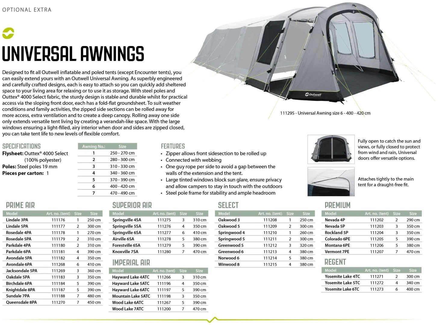 Outwell Universal Baldakin Size 7 Black-Grey 6 Outwell Universal Baldakin Size 7 Black-Grey - Billede 4